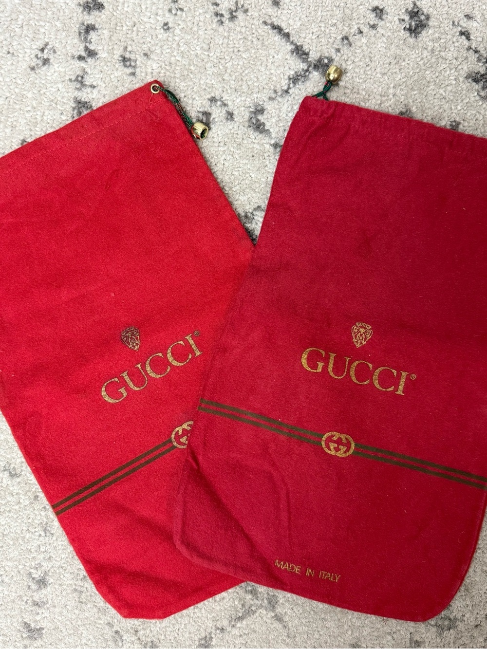 Lot of 2 Vintage Gucci Drawstring Shoe Dust Bags